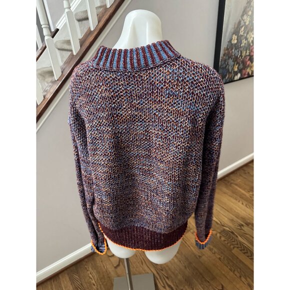 Victoria Beckham Multicolor Wool Cotton Blend Sweater Marled Stripe Size Large - Picture 5 of 6